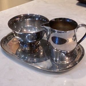 Silver plated cream and sugar cups